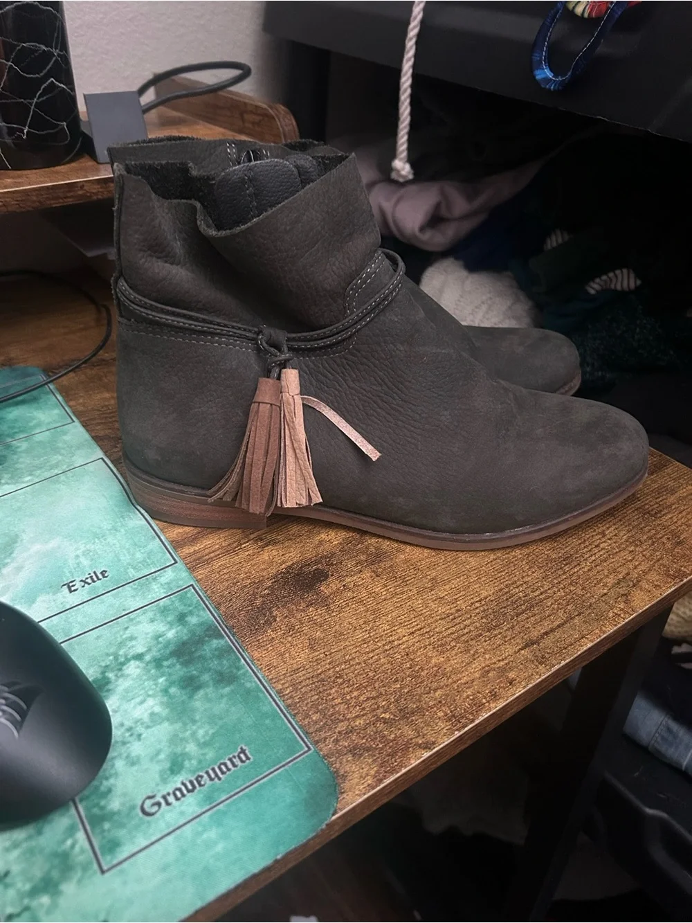Lucky Brand Gray Suede Ankle Boots with Side Zipper women’s size 6